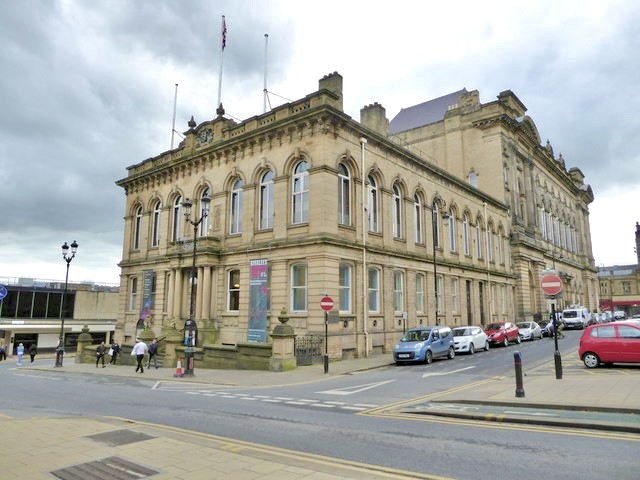 Huddersfield Town Hall at the junction of Ramsden Street and Princess Street